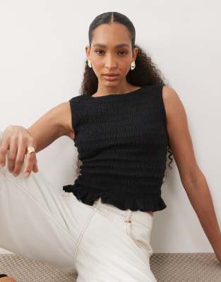 Abercrombie & Fitch 2-in-1 Reversible Smocked Top In Black