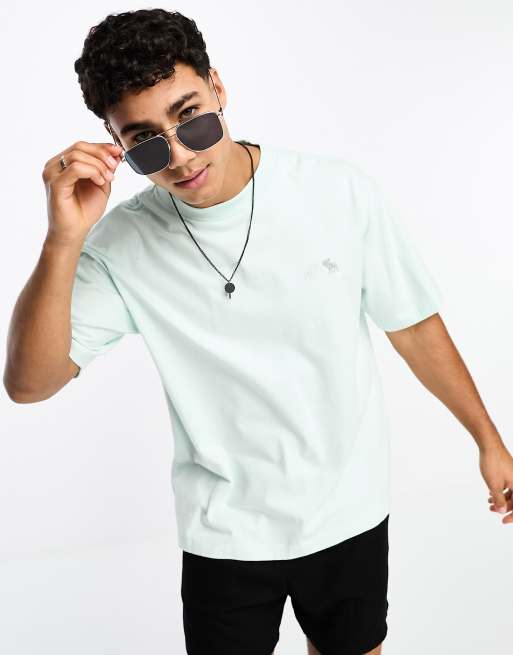 Abercrombie & Fitch – Soft Essentials – Oversized-T-Shirt in Hellgrün mit Rundhalsausschnitt und Logo