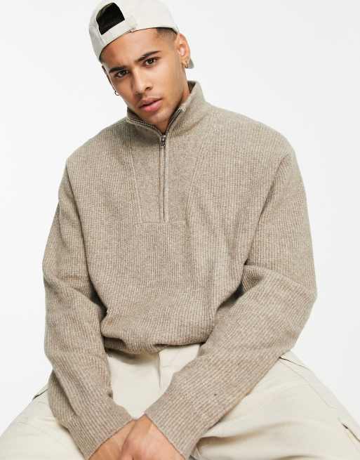 Fuzzy sweater store half zip