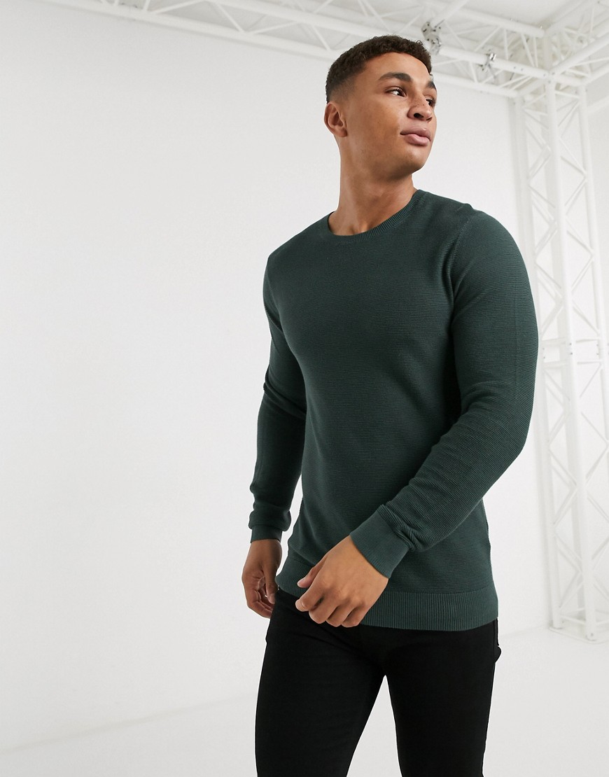 Abercrombie & Fitch Soft Knit Crew Long Sleeve Top In Green