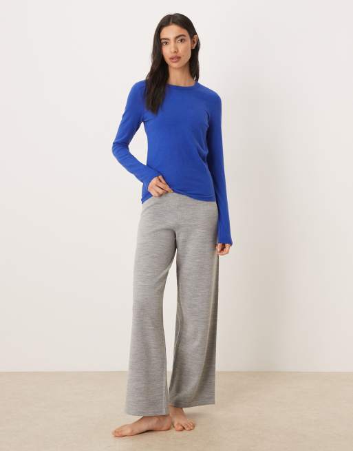 Abercrombie & Fitch soft long sleeve crew neck top in blue, 3 of 4