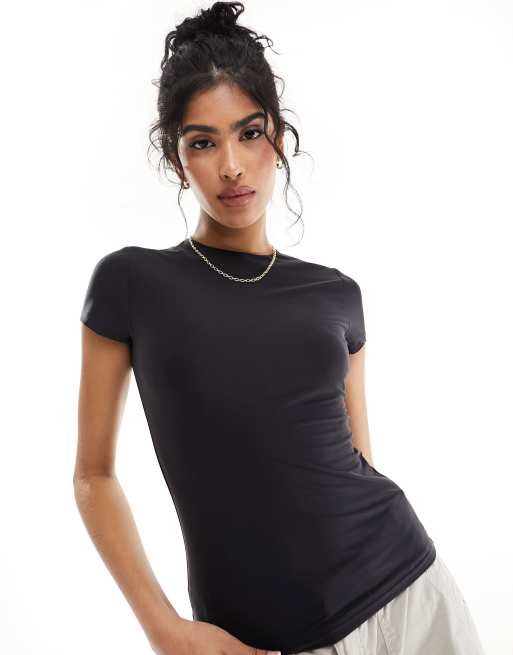 Abercrombie Fitch soft matte crew neck t shirt in black