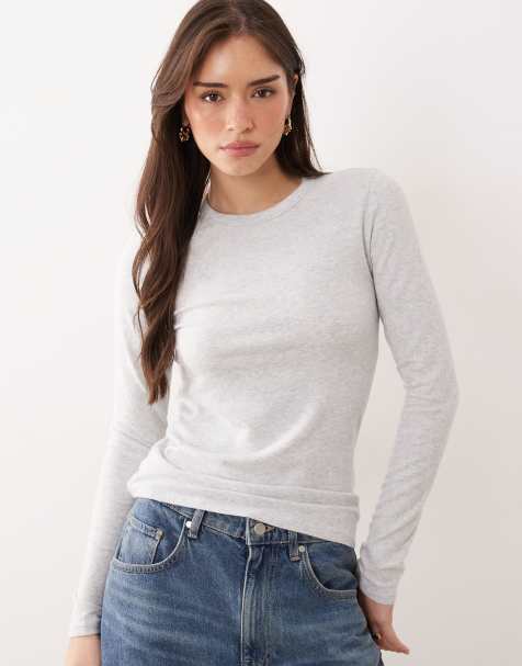 Abercrombie & Fitch soft touch crew neck long sleeve top in gray - view 1