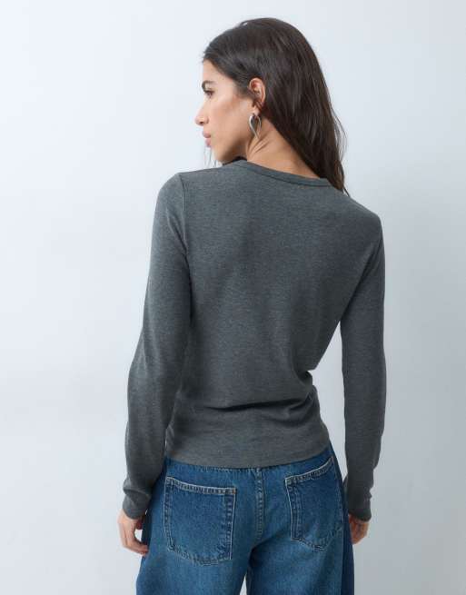 Abercrombie & Fitch soft touch long sleeve top set in charcoal, 4 of 5