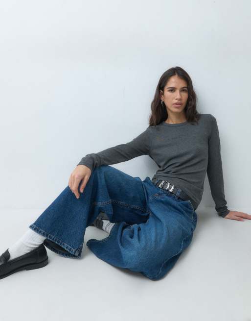 Abercrombie & Fitch soft touch long sleeve top set in charcoal, 5 of 5