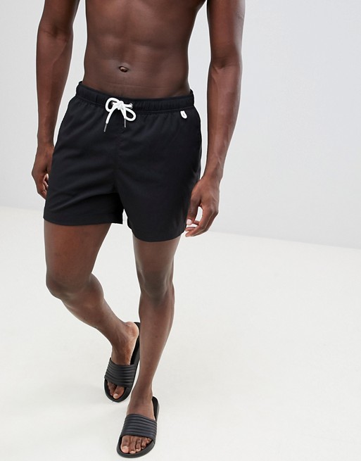 Abercrombie & Fitch solid swim shorts badge pocket logo in black | ASOS