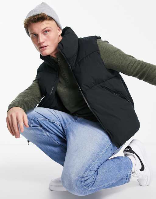 Abercrombie & Fitch - Sort afslappet dynevest i kraftig materiale