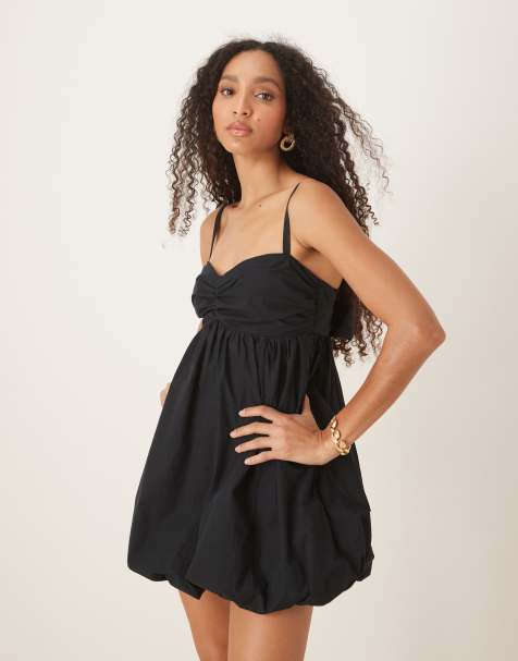 Abercrombie & Fitch - Sort babydoll-minikjole med boblekant - view 1