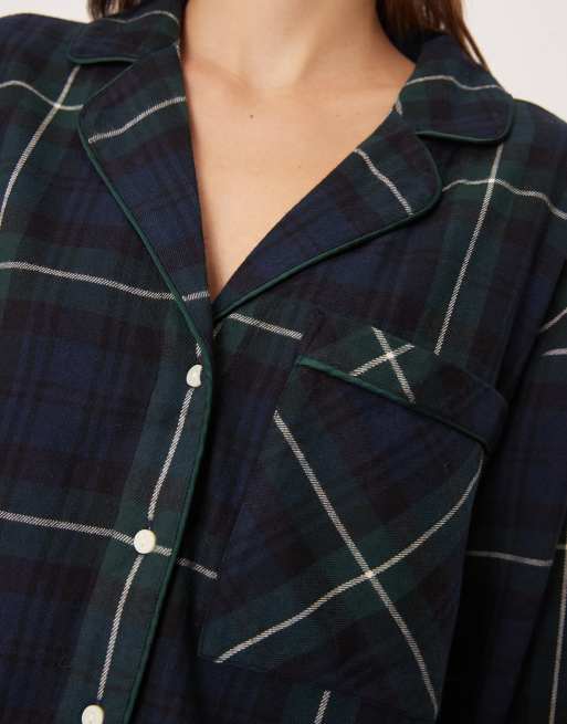 Abercrombie & Fitch - Sort pyjamasskjorte med lange ærmer og tern i flonel - Del af sæt, 3 af 4
