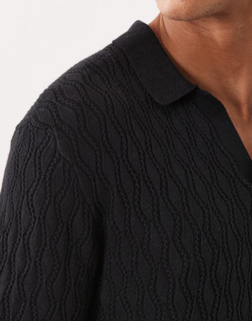 Abercrombie & Fitch - Sort strikket polo med korte ærmer, 3 af 5