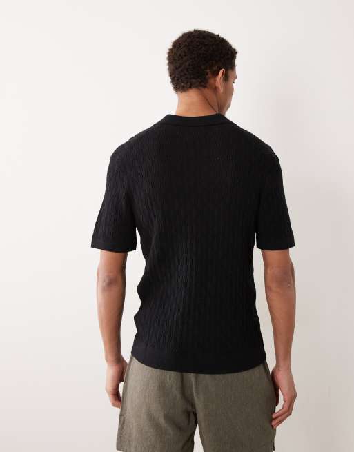 Abercrombie & Fitch - Sort strikket polo med korte ærmer, 5 af 5