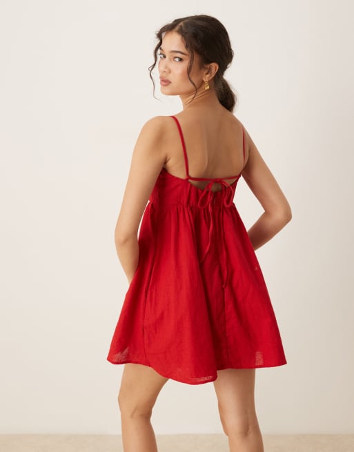strapless open back dress Red Prom Dress Spaghetti Straps Mermaid Satin Long Evening Dress with –  Dreamyannie UK main image 1