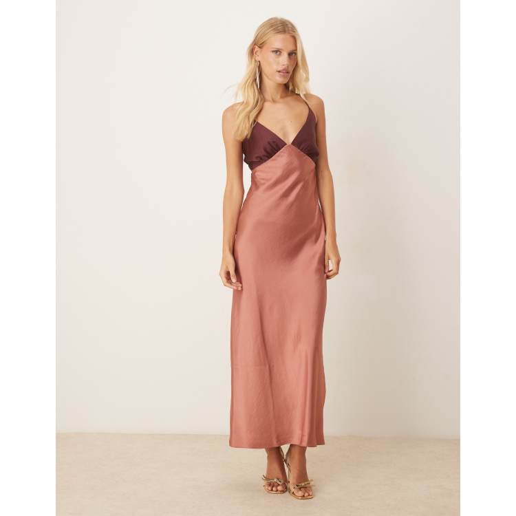 rose gold slip dress ROSE SILK SLIP DRESS SHORT DARK GOLD – hanamer