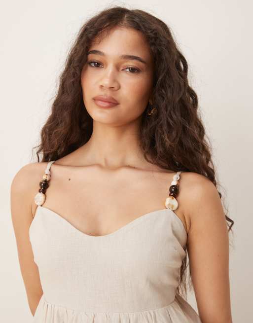 white christmas dresses THE CALIANA CROCHET MINI BABYDOLL DRESS IN CREAM – Pink Desert main image 0