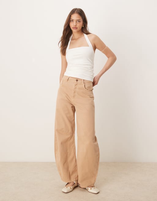 Abercrombie & Fitch square halterneck sleeveless top in white, 3 of 4