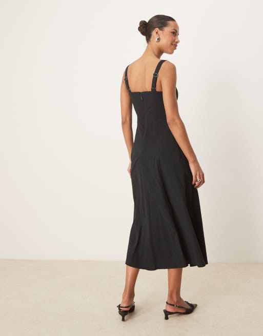 slim fit dress slacks Sweetheart Fit & Flare Midi Dress – bebe main image 0