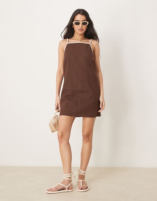 brown shift dress The Dream '90s The open back makes it a natural fit for warmer days and holiday packing Varley Women's Elba Tank Mini