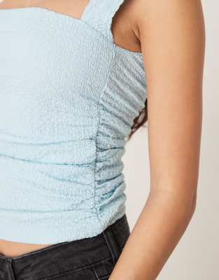 Abercrombie & Fitch Square Neck Sleeveless Top In Blue