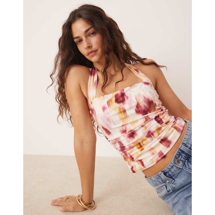 Abercrombie & Fitch square neck sleeveless top in pink