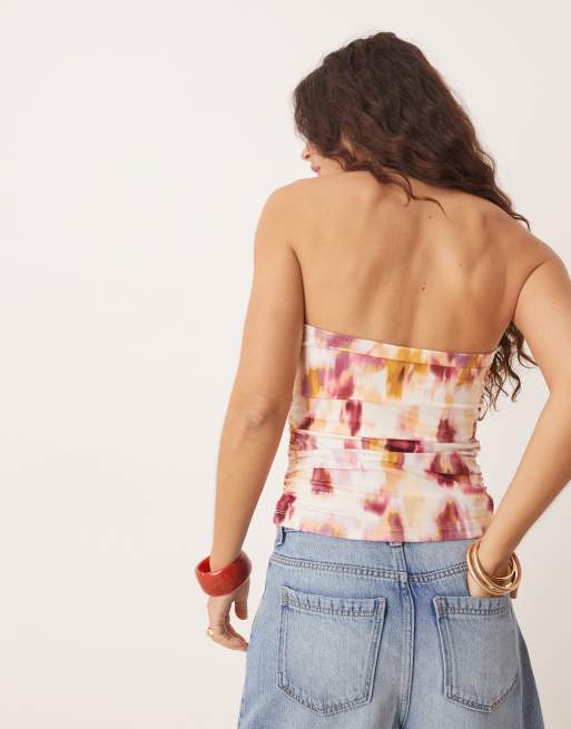 Abercrombie & Fitch square neck sleeveless top in pink floral