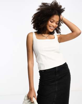 Abercrombie & Fitch square neck top in white