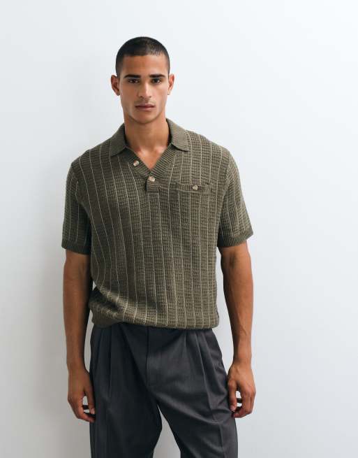 Abercrombie & Fitch stickad knappslåspiké i khaki, 4 av 5