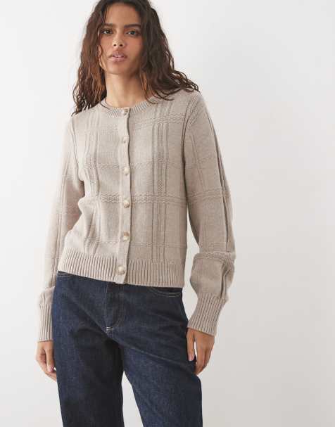 Abercrombie & Fitch stickad kofta med rund halsringning i cream - view 1