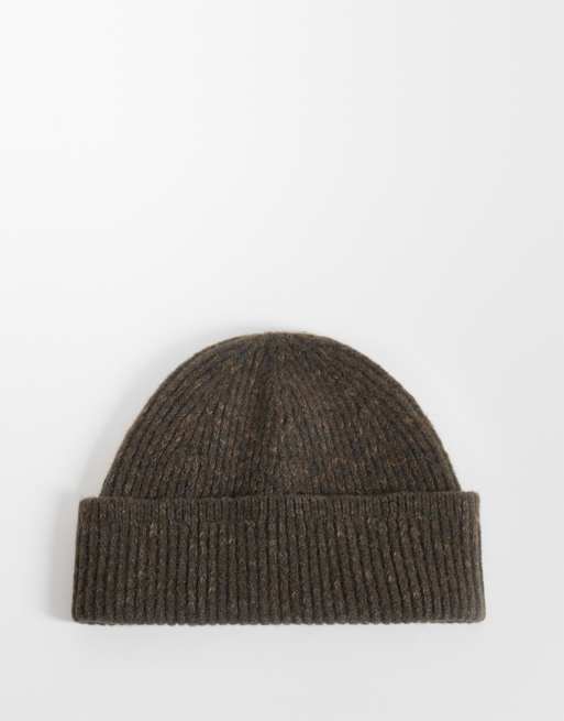 Abercrombie & Fitch stickad ribbad mössa i brun, 2 av 3
