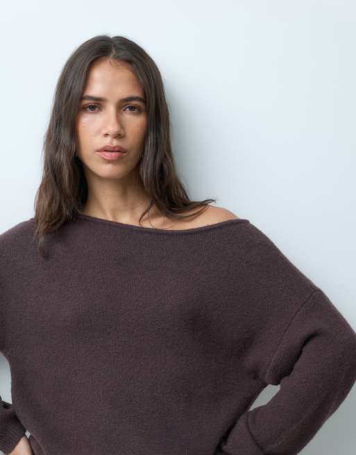 Abercrombie & Fitch stickad tröjklänning i brun, 3 av 5