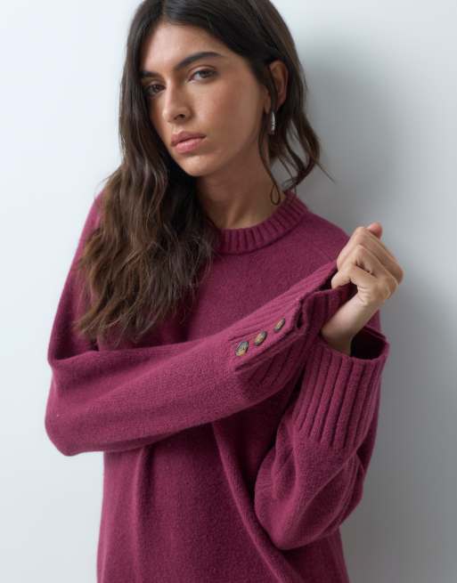 Abercrombie & Fitch stickad tröjklänning i burgundy, 5 av 5