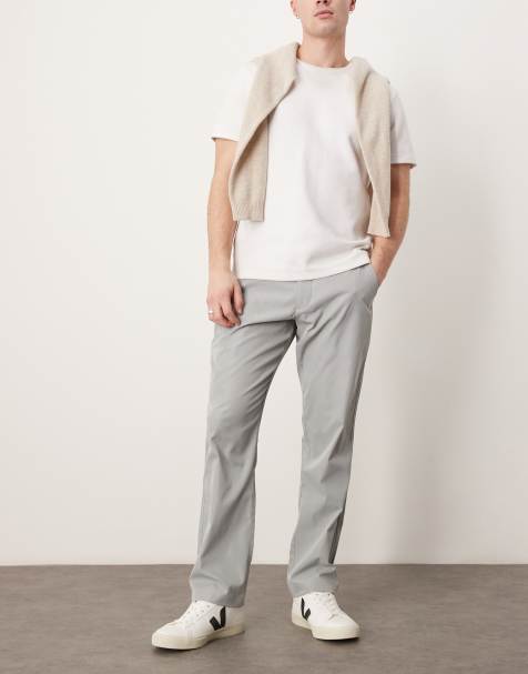 Abercrombie & Fitch straight leg athletic trouser in light grey - view 1
