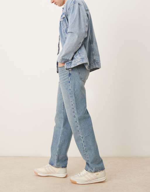 Abercrombie & Fitch straight leg jeans in light blue wash, 3 of 5