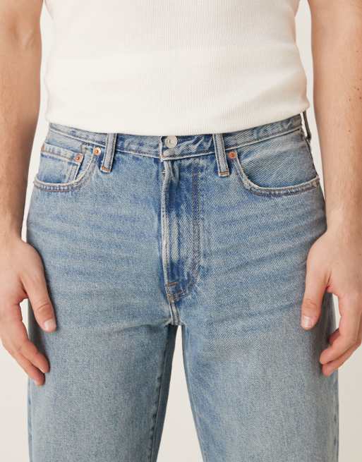 Abercrombie & Fitch straight leg jeans in light blue wash, 4 of 5