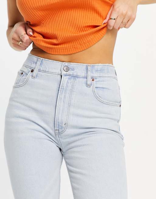 Abercrombie & Fitch straight leg jeans in light wash, 3 of 4
