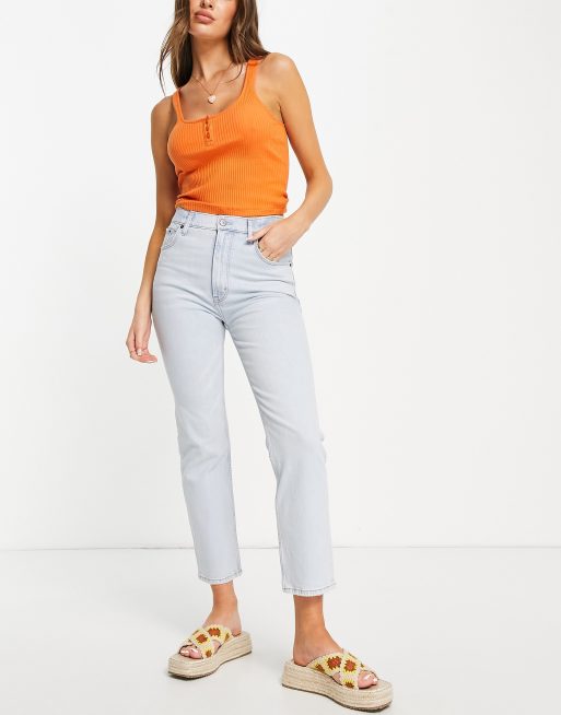 Abercrombie & Fitch straight leg jeans in light wash, 4 of 4