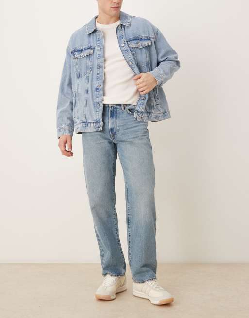 Abercrombie & Fitch straight leg jeans in mid blue wash