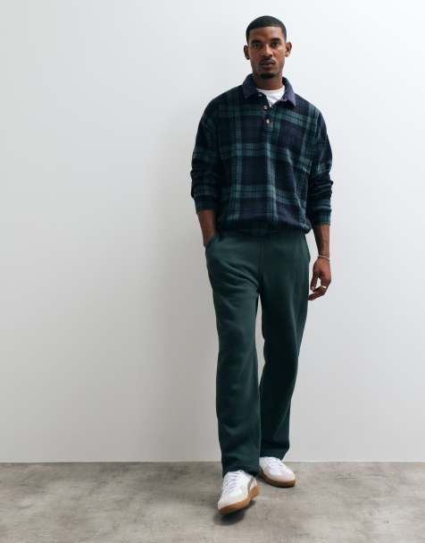 Abercrombie & Fitch straight leg joggers in dark green - view 1