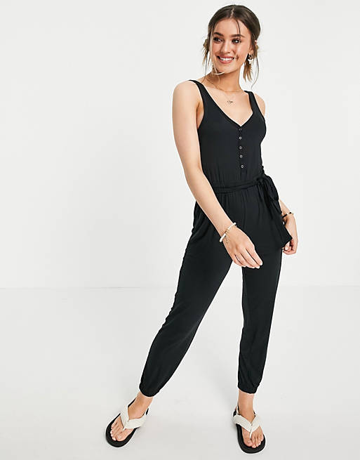 Abercrombie & Fitch straight leg jumpsuit in black | ASOS