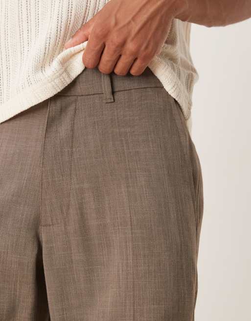 Abercrombie & Fitch straight leg relaxed tailored trousers in brown, 2 of 5