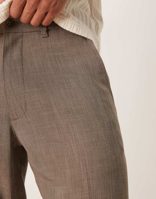 Abercrombie & Fitch straight leg relaxed tailored trousers in brown, 5 of 5