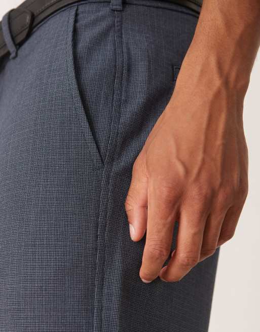 Abercrombie & Fitch straight leg relaxed tailored trousers in navy check, 3 of 5