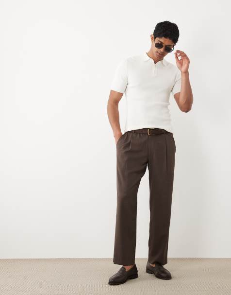 Abercrombie & Fitch straight leg tailored trouser in brown