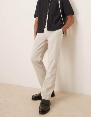 Abercrombie & Fitch Abercrombie & Fitch straight leg trouser in beige-Neutral