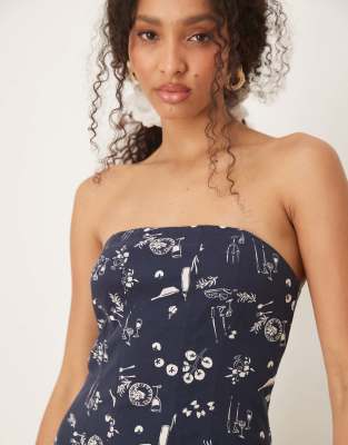 Abercrombie & Fitch Strapless Flare Midi Midi Dress In Red