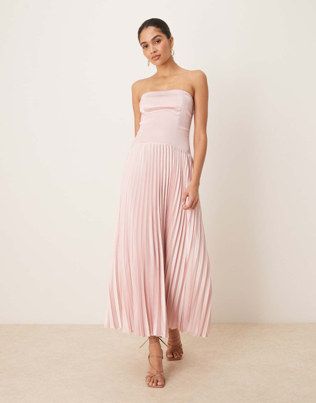 Abercrombie & Fitch strapless flowy maxi dress in pink