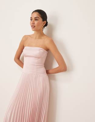 Abercrombie & Fitch Strapless Flowy Maxi Dress In Pink