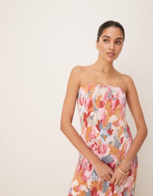 Abercrombie & Fitch Strapless Giselle Pleat Maxi Dress In Yellow