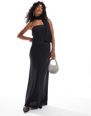 Abercrombie & Fitch strapless maxi dress in black with matching