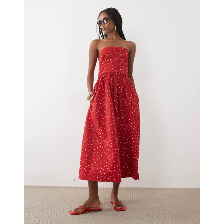 red adidas midi dress Adidas X Ksenia Schnaider Midi Dress In Red - 36% Off