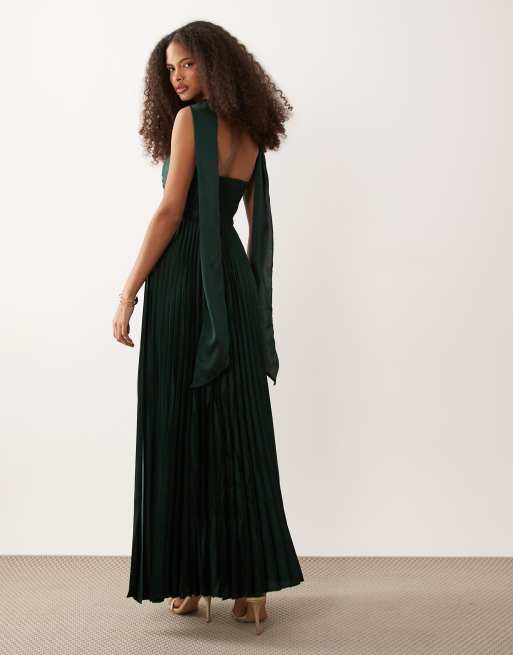 abercrombie green pleated dress A&F Green Pleated Cut-Out Maxi Dress by Abercrombie and Fitch